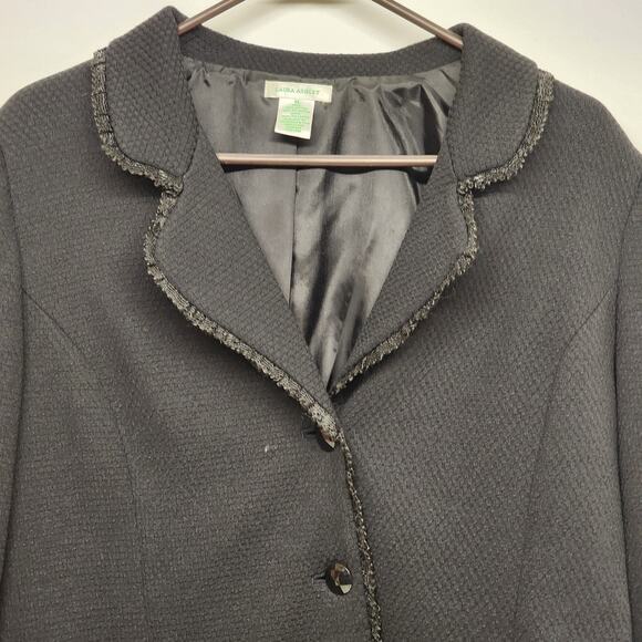 Laura Ashley Black Jacket Size XL Blazer Coat Simplicity Sequins Cuffs & Pockets - Picture 1 of 16